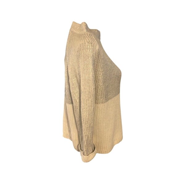 Chicos Silver Cream Crewneck Pullover Glitz Zipper Back Sweater Sz M - Picture 9 of 14